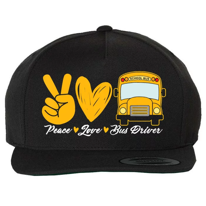 School Bus Driver Peace Love Bus Driver Driving Bus Wool Snapback Cap