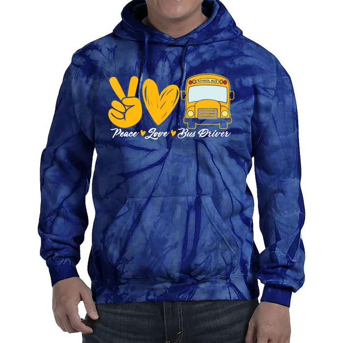 School Bus Driver Peace Love Bus Driver Driving Bus Tie Dye Hoodie