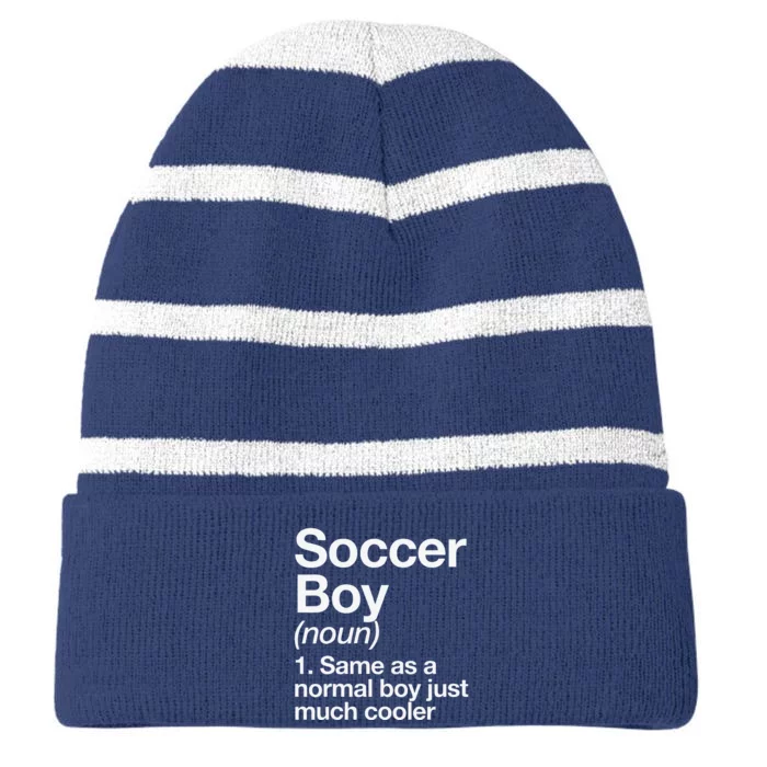 Soccer Boy Definition Funny Sports Striped Beanie with Solid Band