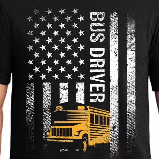 School Bus Driver Usa American Flag Funny Bus Driver Gift Pajama Set