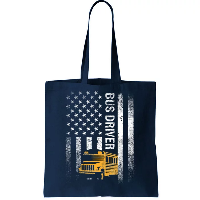 School Bus Driver Usa American Flag Funny Bus Driver Gift Tote Bag