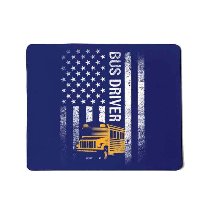 School Bus Driver Usa American Flag Funny Bus Driver Gift Mousepad