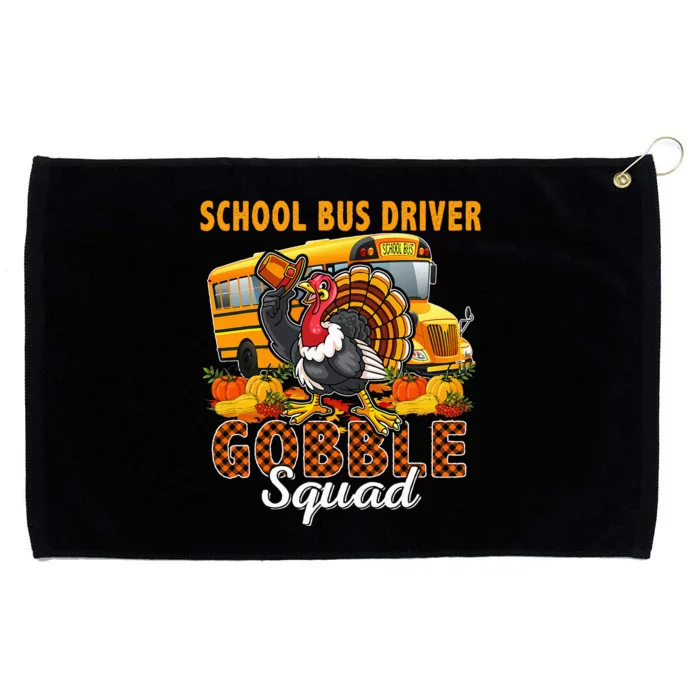 School Bus Driver Gobble Squad Thanksgiving Plaid Turkey Grommeted Golf Towel