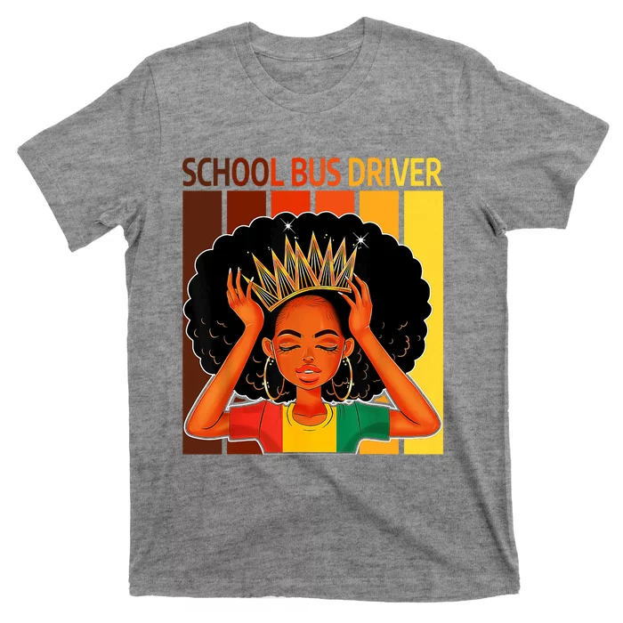 School Bus Driver Afro African American Black History Month T-Shirt