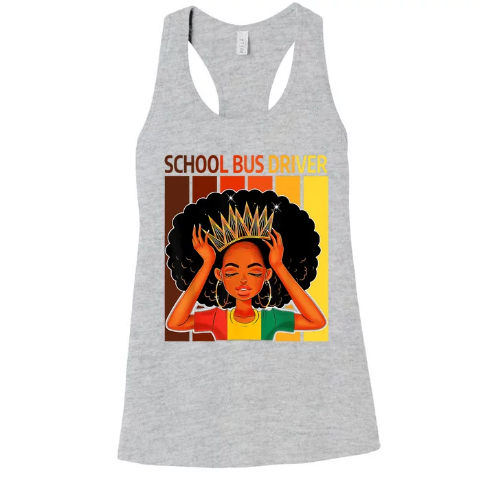 School Bus Driver Afro African American Black History Month Women's Racerback Tank