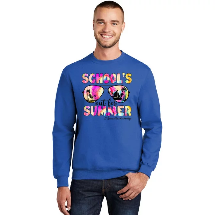 School Bus Driver Out For Summer Tie Dye Sunglasses Sweatshirt