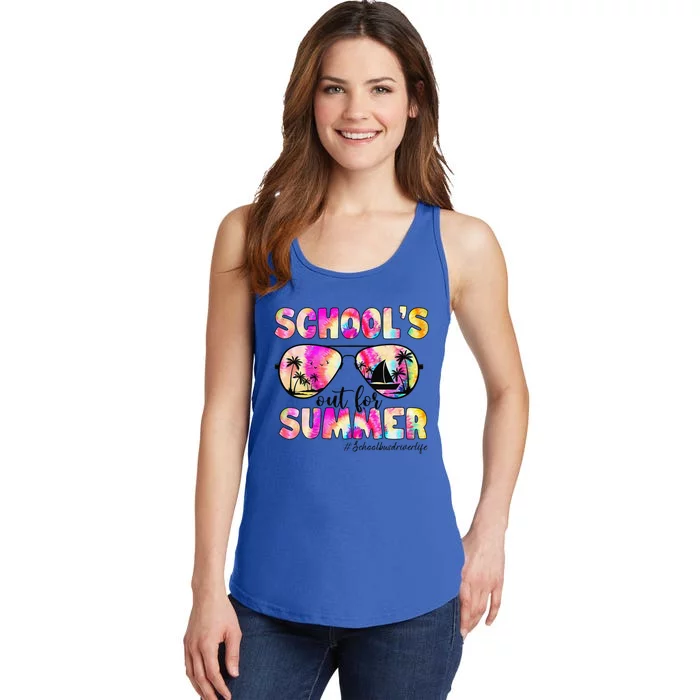 School Bus Driver Out For Summer Tie Dye Sunglasses Ladies Essential Tank