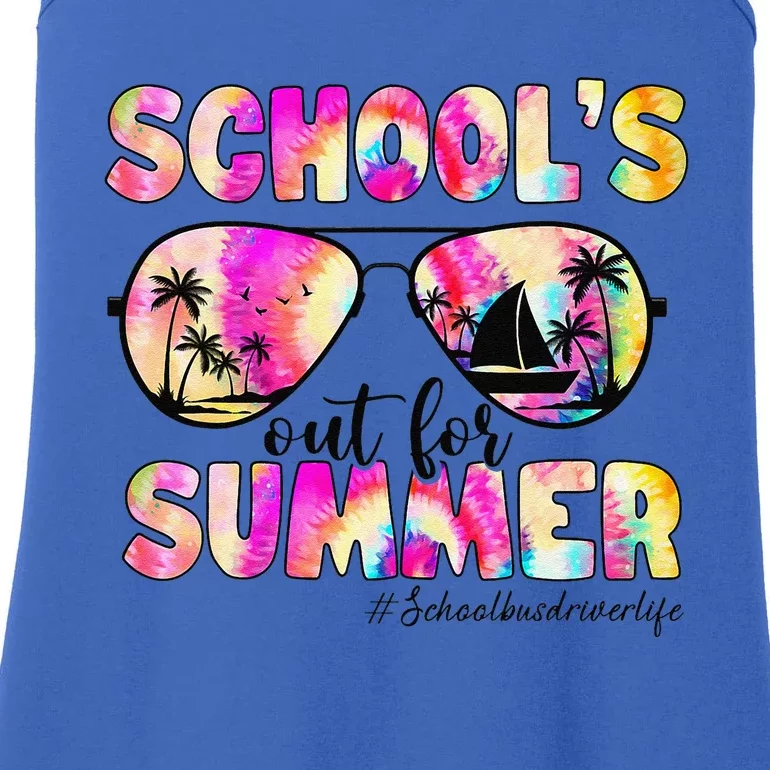 School Bus Driver Out For Summer Tie Dye Sunglasses Ladies Essential Tank