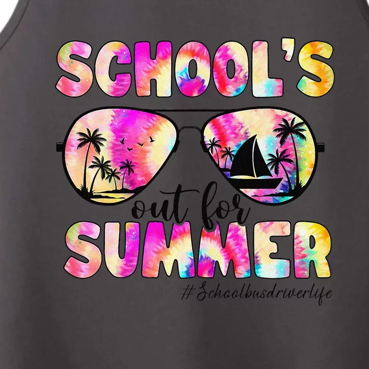 School Bus Driver Out For Summer Tie Dye Sunglasses Performance Tank