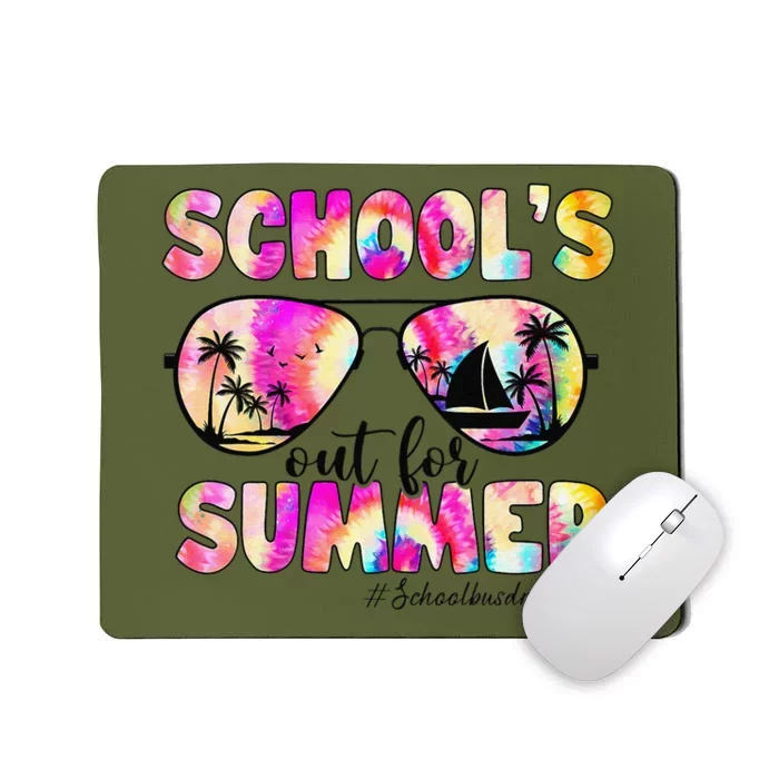 School Bus Driver Out For Summer Tie Dye Sunglasses Mousepad