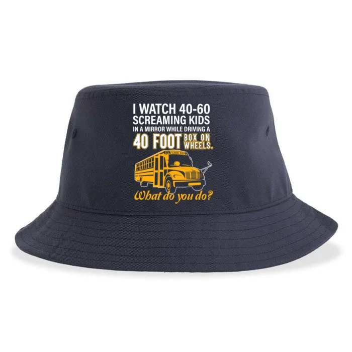 School Bus Driver Watch Screaming Drive Box On Wheels Sustainable Bucket Hat