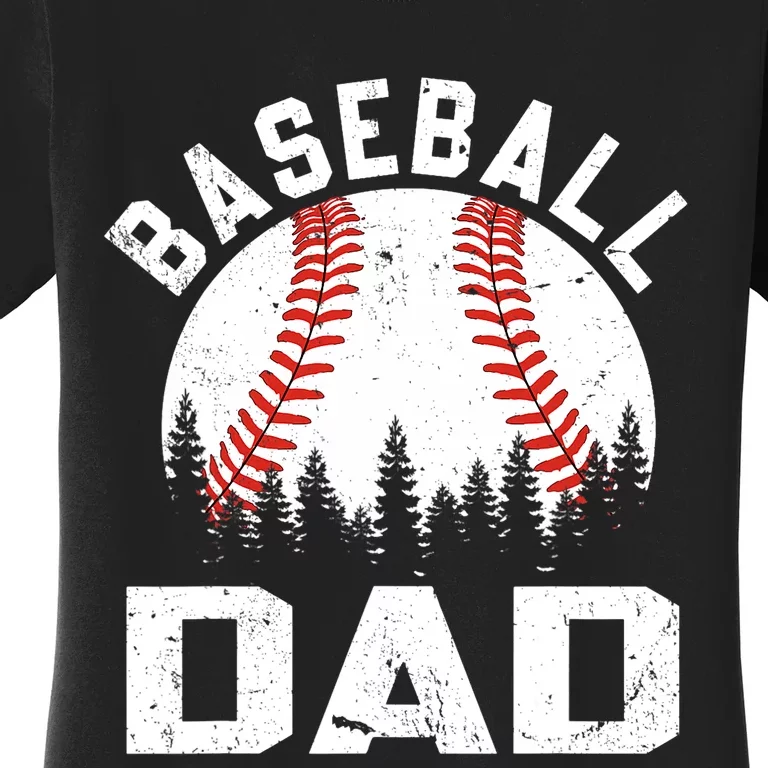 Softball Baseball Dad Retro Vintage Gift Ball Father's Day Women's T-Shirt
