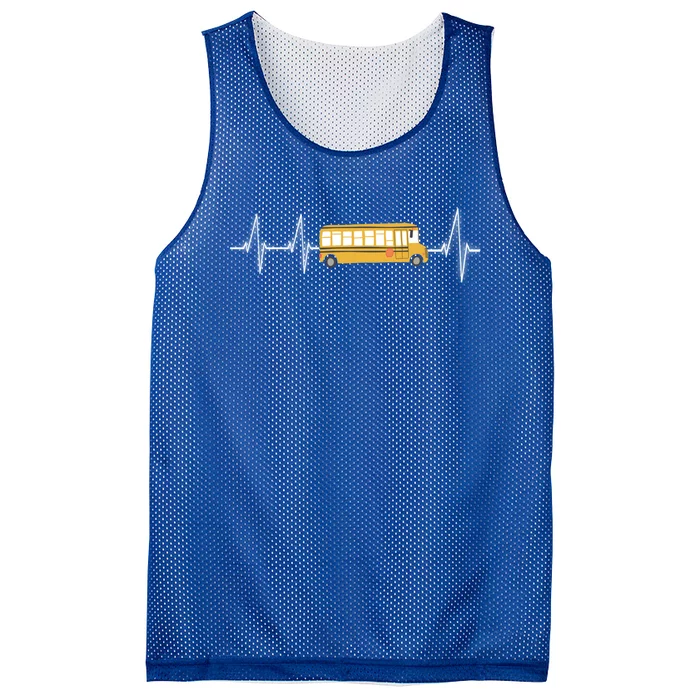 School Bus Driver School Bus Heartbeat Heart Trace Gift Meaningful Gift Mesh Reversible Basketball Jersey Tank