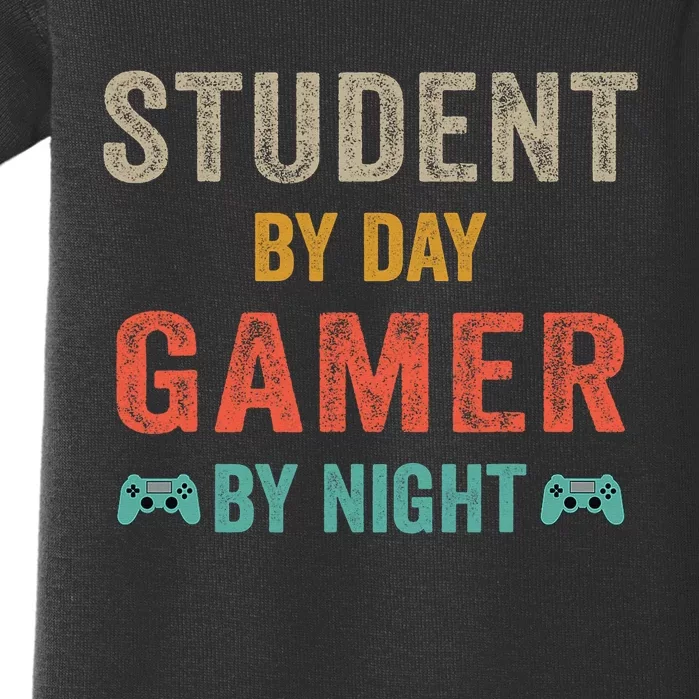 Student By Day Gamer By Night Meme For Gamers Baby Bodysuit