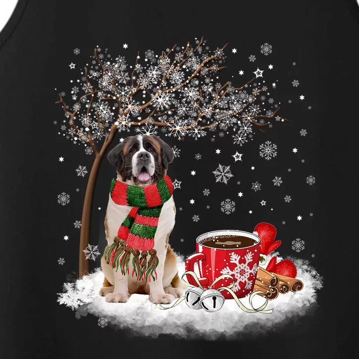 St Bernard Dog In The Snow Christmas Winter Xmas Tree Meaningful Gift Performance Tank