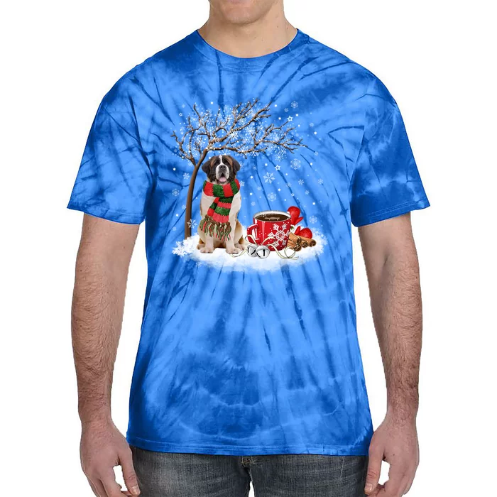 St Bernard Dog In The Snow Christmas Winter Xmas Tree Meaningful Gift Tie-Dye T-Shirt