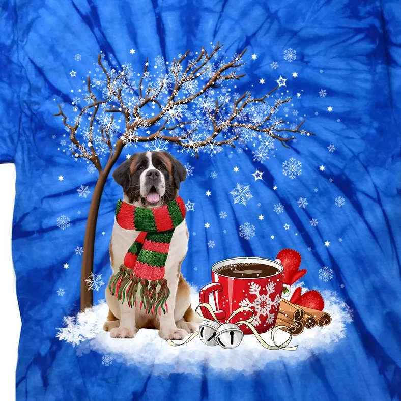 St Bernard Dog In The Snow Christmas Winter Xmas Tree Meaningful Gift Tie-Dye T-Shirt