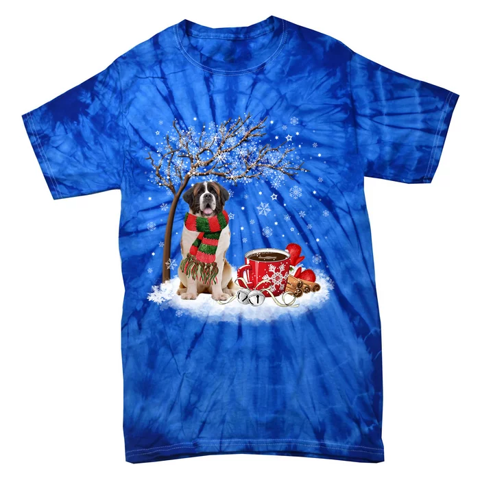 St Bernard Dog In The Snow Christmas Winter Xmas Tree Meaningful Gift Tie-Dye T-Shirt