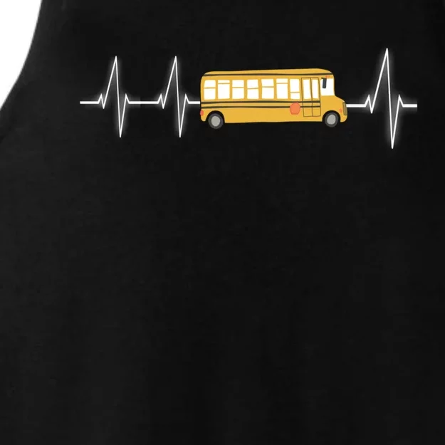 School Bus Driver School Bus Heartbeat Heart Trace Gift Ladies Tri-Blend Wicking Tank