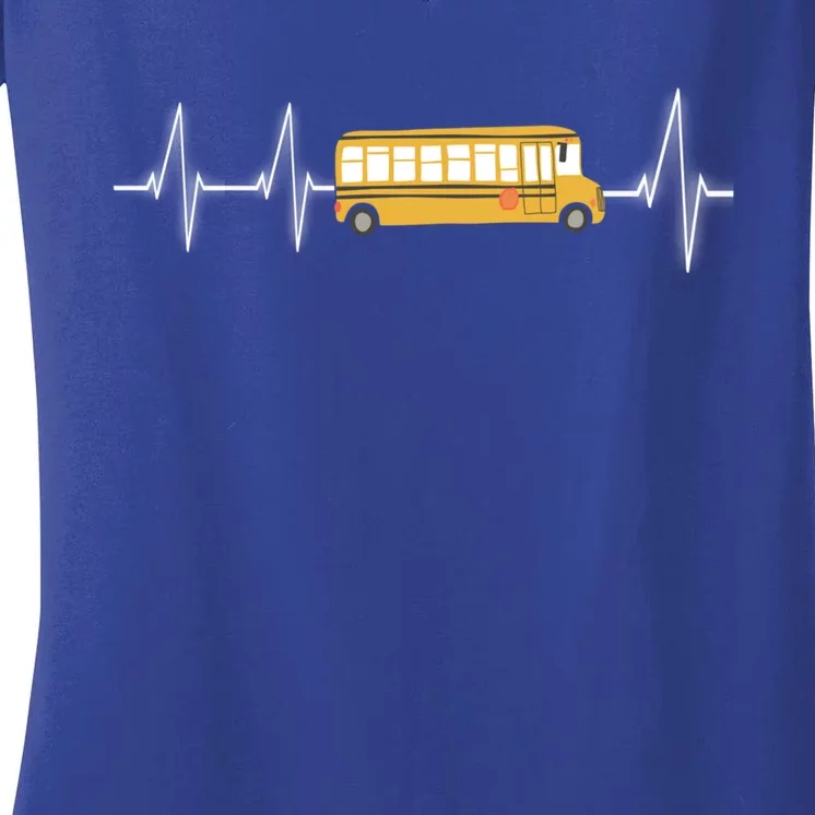 School Bus Driver School Bus Heartbeat Heart Trace Gift Women's V-Neck T-Shirt