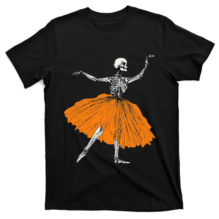 Skeleton Ballerina Dance Tutu Spooky Ballet Dancer Halloween T-Shirt