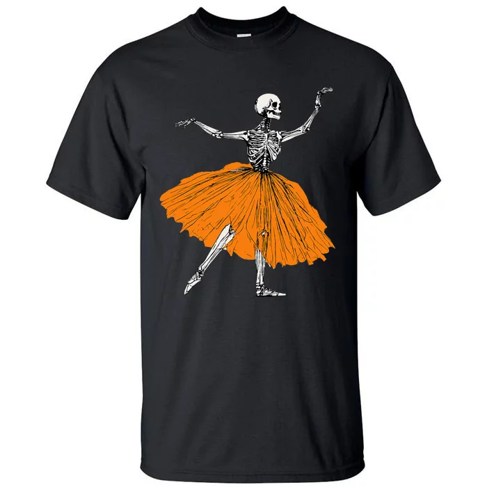 Skeleton Ballerina Dance Tutu Spooky Ballet Dancer Halloween Tall T-Shirt