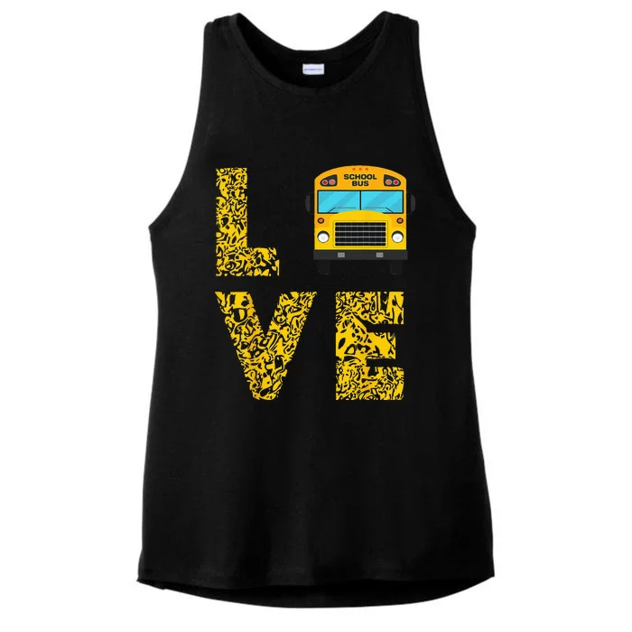 School Bus Driver Love Driving Bus Lover Ladies Tri-Blend Wicking Tank