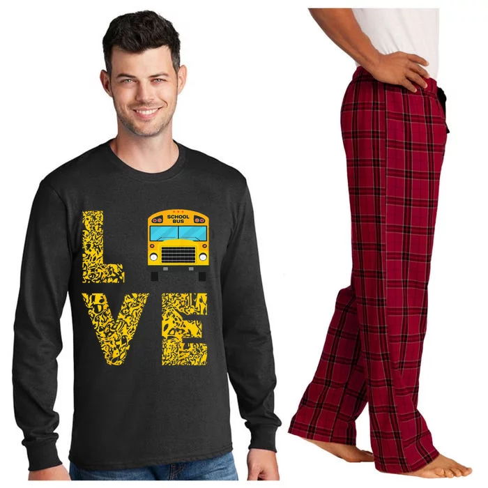 School Bus Driver Love Driving Bus Lover Long Sleeve Pajama Set