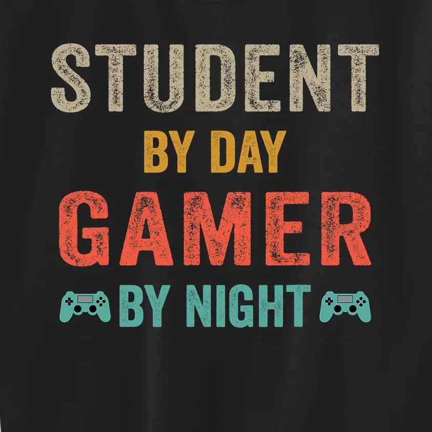 Student By Day Gamer By Night Meme For Gamers Kids Sweatshirt