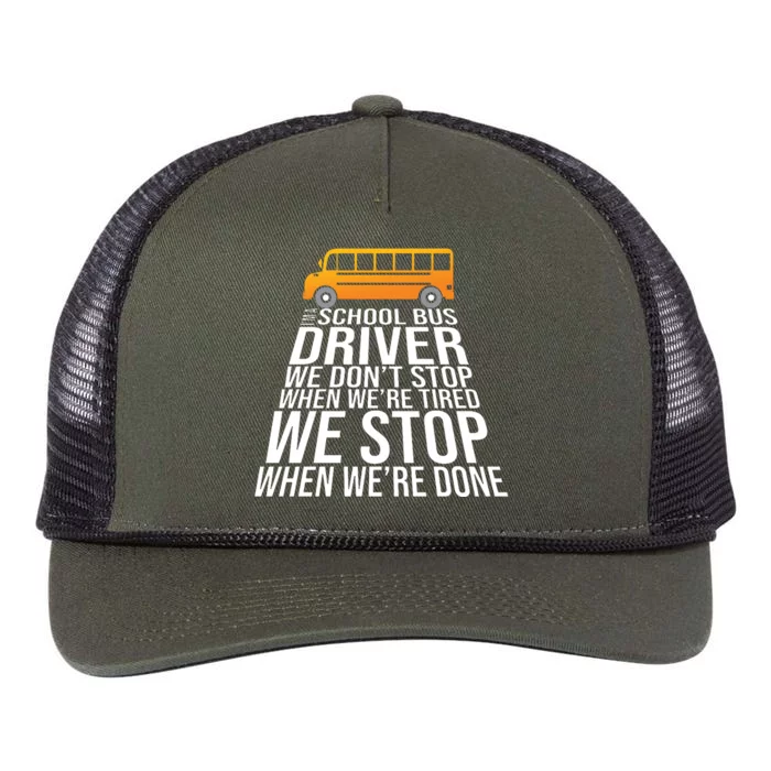 School Bus Driver Never Tired Quote Retro Rope Trucker Hat Cap