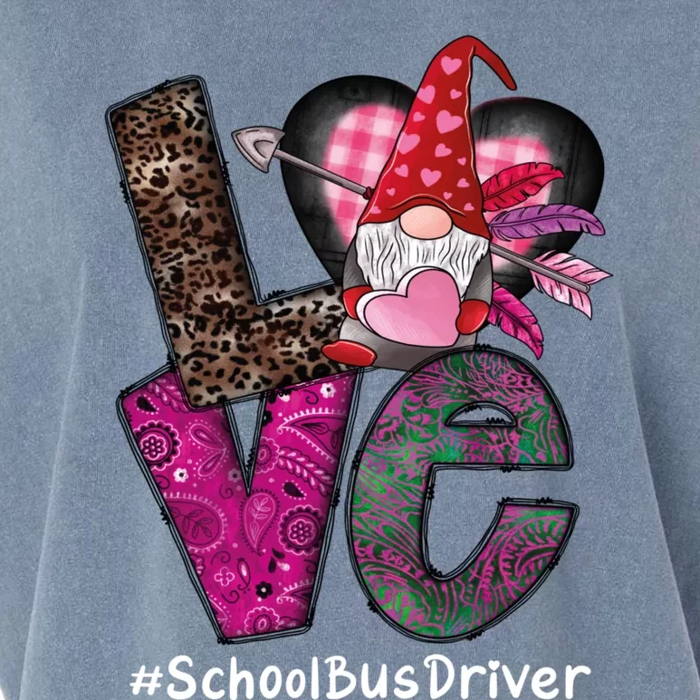 School Bus Driver Love Gnome Heart Valentine's Day Heart Gift Garment-Dyed Women's Muscle Tee