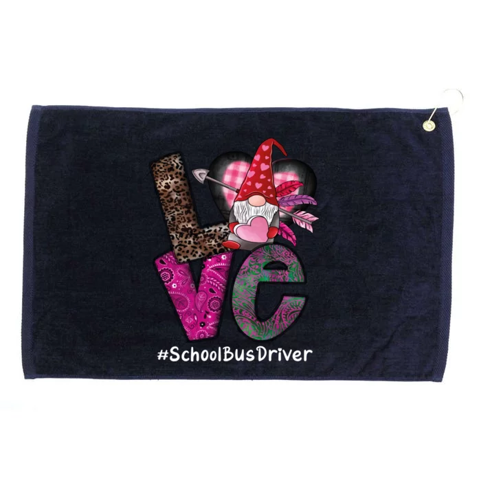 School Bus Driver Love Gnome Heart Valentine's Day Heart Gift Grommeted Golf Towel