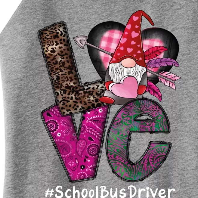 School Bus Driver Love Gnome Heart Valentine's Day Heart Gift Women’s Perfect Tri Rocker Tank