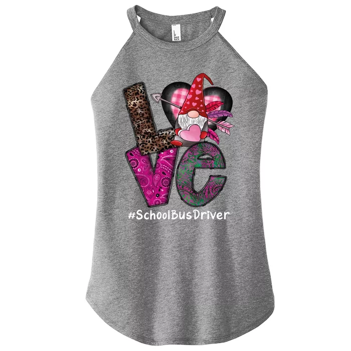 School Bus Driver Love Gnome Heart Valentine's Day Heart Gift Women’s Perfect Tri Rocker Tank