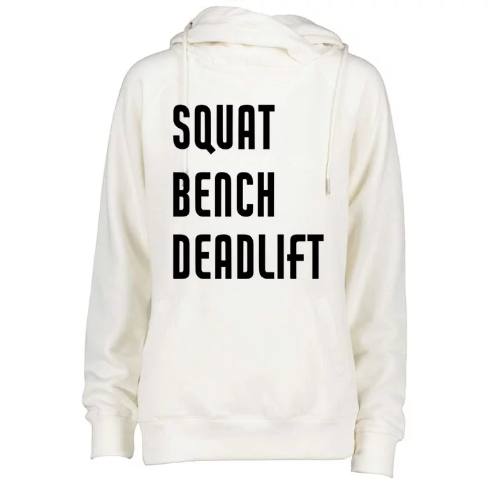 Squat Bench Deadlift Funny Weightlifting Powerlifting Cool Gift Womens Funnel Neck Pullover Hood