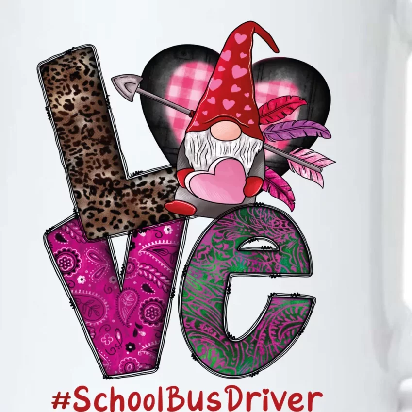 School Bus Driver Love Gnome Heart Valentine's Day Heart Gift Black Color Changing Mug