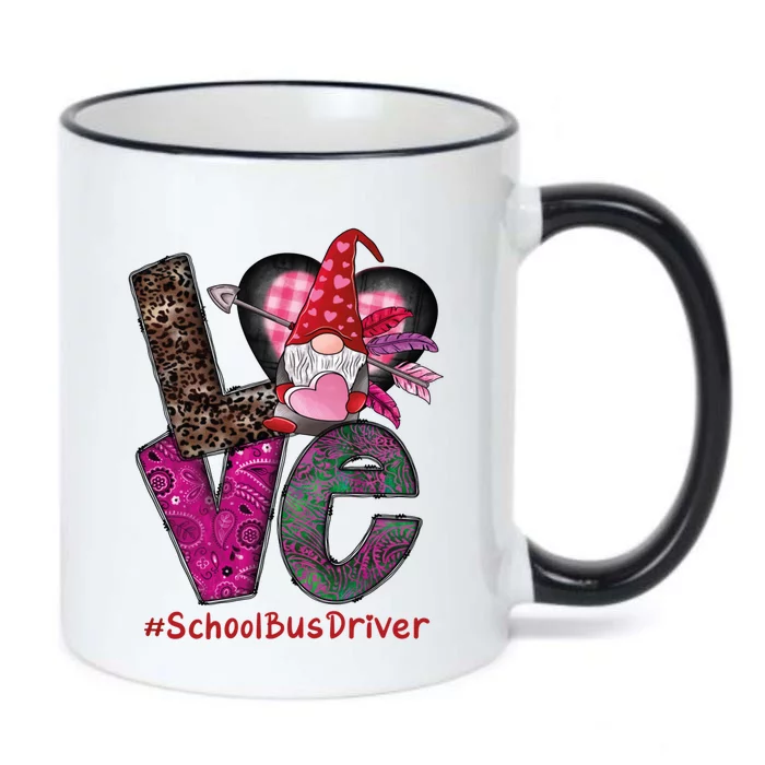 School Bus Driver Love Gnome Heart Valentine's Day Heart Gift Black Color Changing Mug