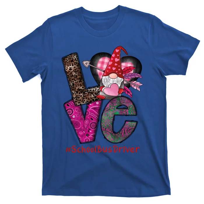 School Bus Driver Love Gnome Heart Valentine's Day Heart Gift T-Shirt