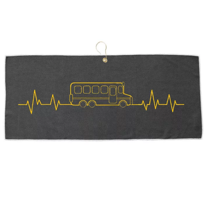 School Bus Driver Heartbeat Yellow Shuttle Student Transit Large Microfiber Waffle Golf Towel