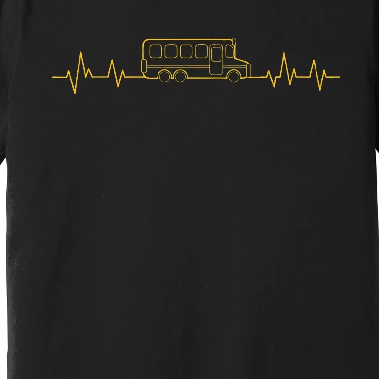 School Bus Driver Heartbeat Yellow Shuttle Student Transit Premium T-Shirt