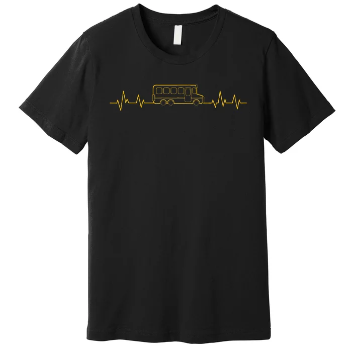 School Bus Driver Heartbeat Yellow Shuttle Student Transit Premium T-Shirt