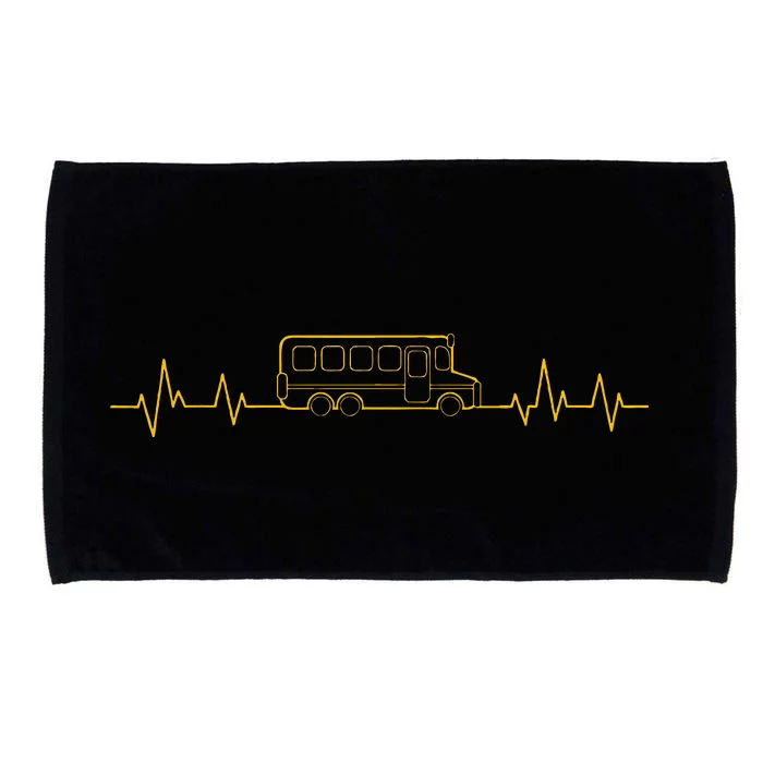 School Bus Driver Heartbeat Yellow Shuttle Student Transit Microfiber Hand Towel