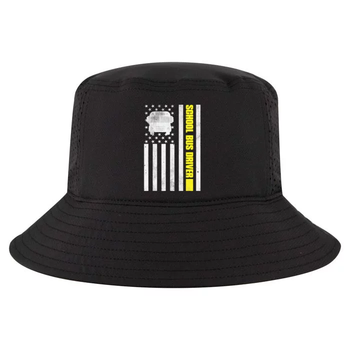 School Bus Driver American Flag, School Bus Driver Cool Comfort Performance Bucket Hat