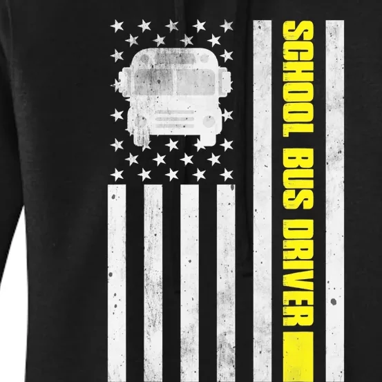 School Bus Driver American Flag, School Bus Driver Women's Pullover Hoodie