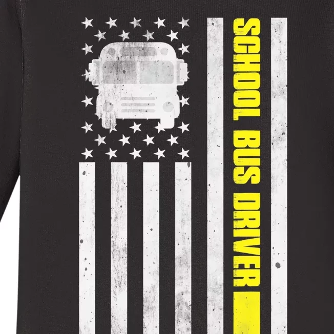 School Bus Driver American Flag, School Bus Driver Baby Long Sleeve Bodysuit