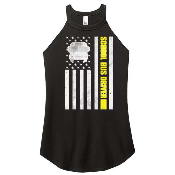 School Bus Driver American Flag, School Bus Driver Women’s Perfect Tri Rocker Tank