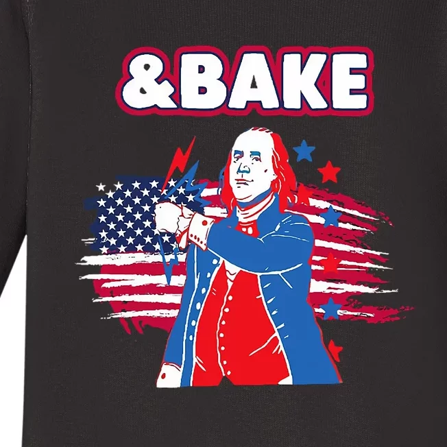 Shake & Bake Drinking American Presidents Happy 4th Of July Baby Long Sleeve Bodysuit