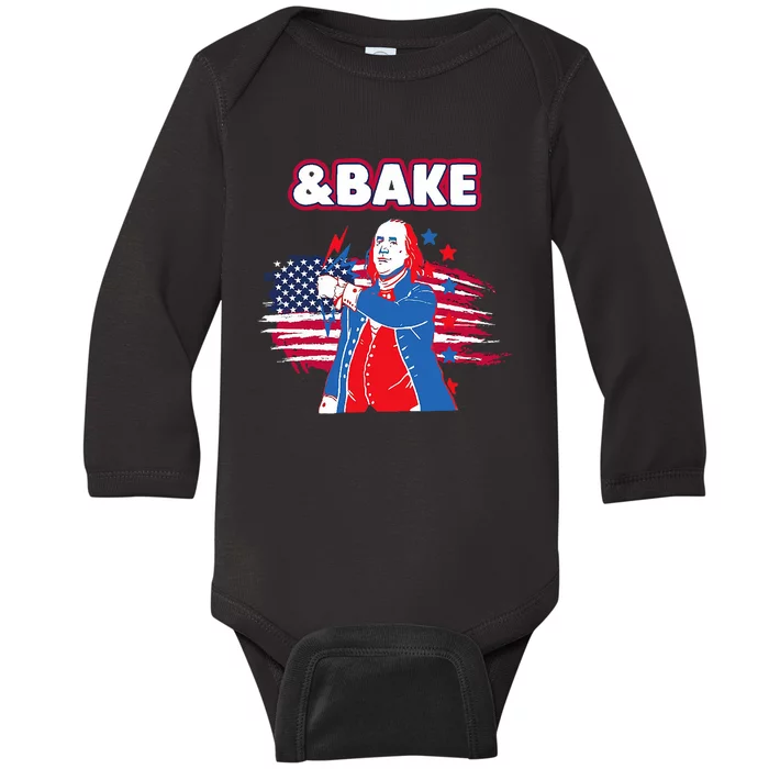 Shake & Bake Drinking American Presidents Happy 4th Of July Baby Long Sleeve Bodysuit