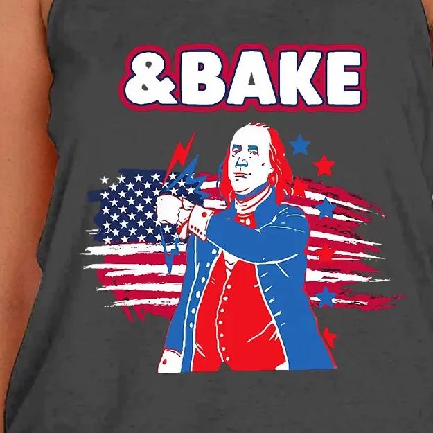 Shake & Bake Drinking American Presidents Happy 4th Of July Women's Knotted Racerback Tank