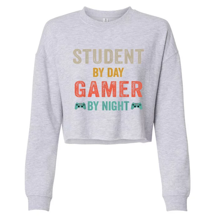 Student By Day Gamer By Night Meme For Gamers Cropped Pullover Crew